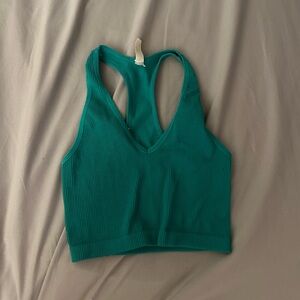 Free People green free throw crop tank
